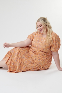 Puff Sleeve Tie Waist Dress